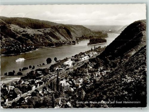 Brohl-Lützing Ortsansicht mit Blick auf Insel Hammerstein