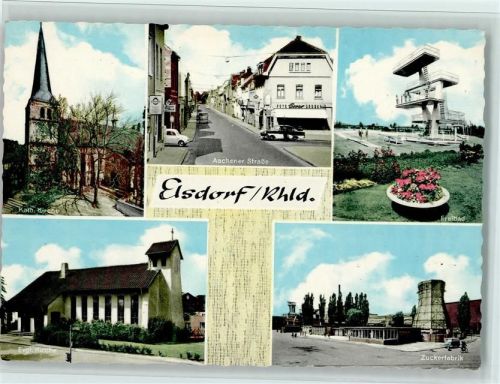 Elsdorf Kath. Kirche Aachener Straße Freibad Sprungturm Evangel. Kirche Zuckerfabrik Mehrfachaufnahme