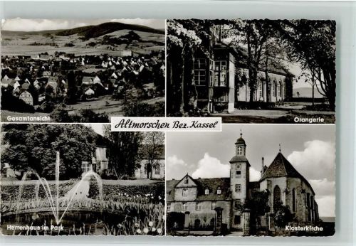 Altmorschen Gesamtansicht Orangerie Herrenhaus im Park Brunnen Klosterkirche 4-Bildaufnahme