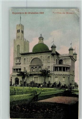 Exposition 1910 - Pavillon Monaco , color AK