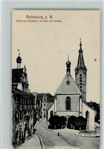 Rottenburg Partie am Marktplatz mit Dom und Rathaus