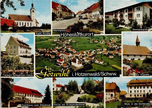 Görwihl Kath. Kirche Marktplatz Telefonzelle Sonnenhalde Evangel. Kapelle Albert-Schweitzer-Haus Gesamtansicht Gasthaus zum Rebstock Partie am Kriegerdenkmal Blick in die Dorfstraße Mehrfachaufnahme