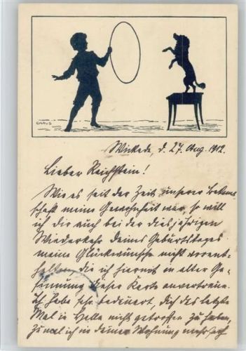 Scherenschnitt Serie C. Nr. 46 - Tierschutzverein 1912 Kind und Hund AK