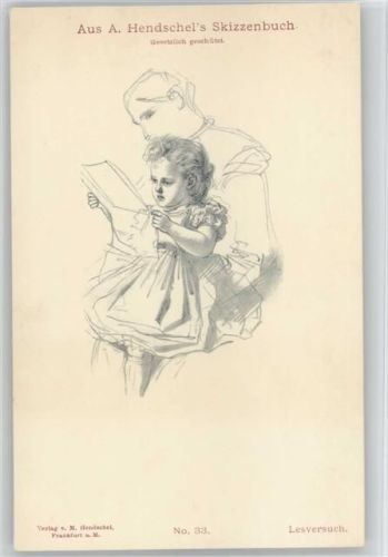 Skizzenbuch Nr. 33 - Kinder - Zeitung lesen - "Leseversuch" ca 1905 AK