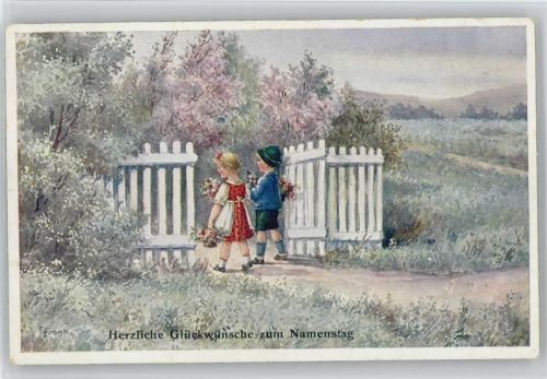 Namenstag - Kinder mit Blumen -