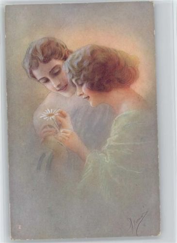 Italien Künstler sign - Margeriten - Liebe Poesie - Er liebt mich.... er liebt mich nicht Guerzoni, C. Künstlerkarte