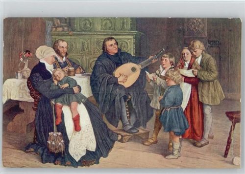 Luther im Kreise seiner Familie - Handtasche Geldbeutel - Noten lesen -