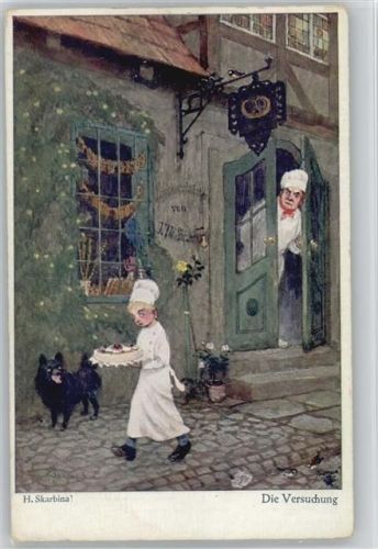 Der Bäcker mit Lehrling - "Die Versuchung" Berufe Skarbina, H.