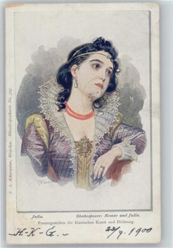 1900 Julia von Shakespeare - Frauengestalten der klass. Kunst und Dichtung - Glamour Frau - Perlenkette