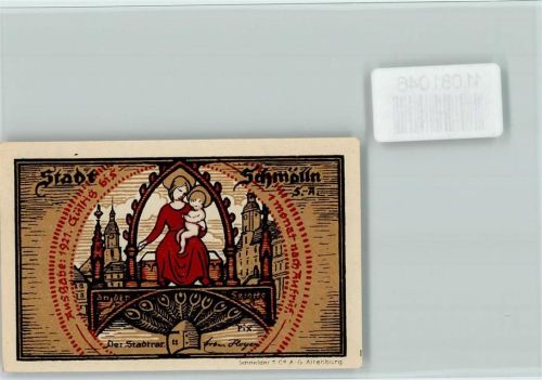 Schmölln Notgeldschein 10 Pfennig Heilige mit Kind Ortsansicht