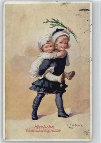 Weihnachten - Kind im Huckepack 1919 AK Fialkowska, W.