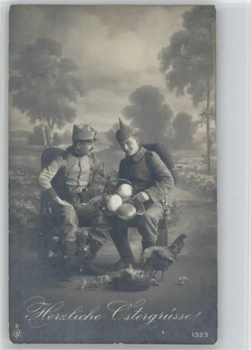 Soldaten mit Hühnern und Eier - Ostern - Verlag NPG Nr. 1323 -