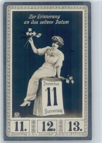 Serie - Seltenes Datum 11.12.12 Frau mit Blumen - Foto AK