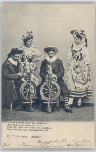 1902 Trachten - Männer am Spinnrad - Gedicht