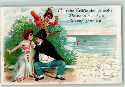 1900 Ehebrecher - Voyeur als Ehefrau - Mit dem Schirm angreifen