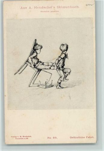 1900 Aus Hendschels Skizzenbuch Nr. 89 AK Kinder spielen mit Stühle