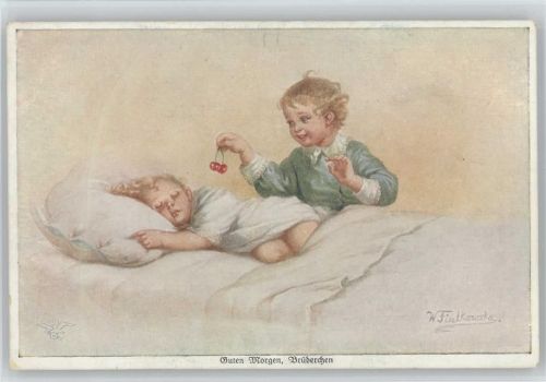 Verlag Wohlgemuth Serie 1122 - "Geschwisterliebe" Kinder mit Kirschen -
