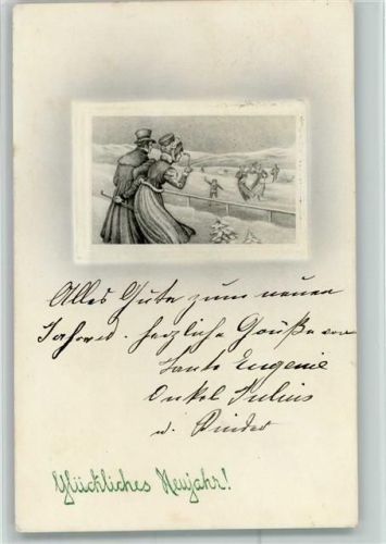 Verlag V.K. Vienne Nr. 5141 - Neujahr - Eislaufen , Schlittschuh