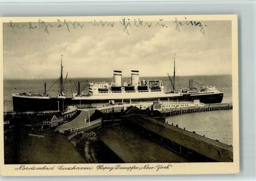 Cuxhaven 1934 Hapag Dampfer "New York" im Hafen