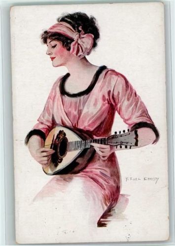 sign F. Earl Christy - Frau mit einer Laute