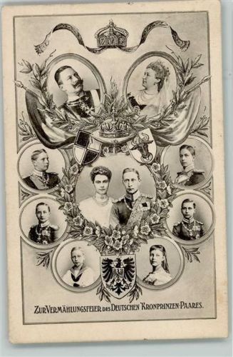 1905 Zur Vermählung des Dt. Kronprinzenpaares Kaiser u. Kaiserin die Kinder, Wappen, Krone schöne AK