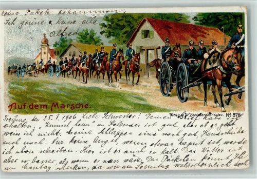 Soldatenlitho - Auf dem Marsche Verlag Steinberg Nr. 876 AK