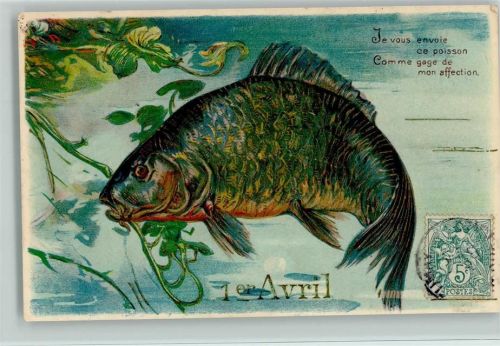 1. April - großer Fisch 1907 AK