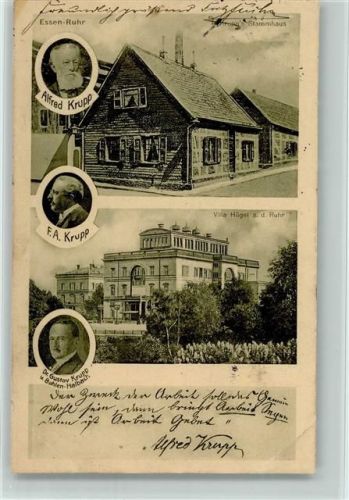 Essen Alfred Krupp, F.A. Krupp und Gustav Krupp, Stammhaus und Villa Hügel 1912 AK