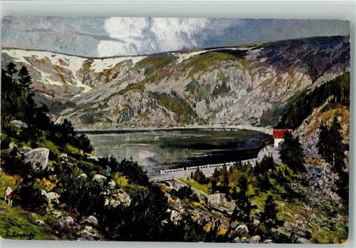 Staudamm - Schwarzer See - Vogesen Serie Nr. 21 AK Liebich C. 1913 Künstlerkarte