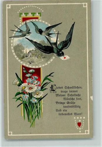 S.V.D. Serie 3162-2 - Schwalben mit Brief und ein Gedicht
