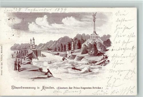 München Einsturz der Prinz-Regenten Brücke 1899 AK
