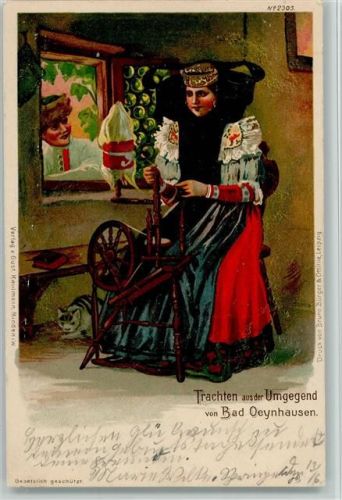 Trachten - Spinnerin aus Bad Oeynhausen litho 1902 AK