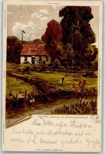 21521 W2055 Friedrichsruh b Hamburg 1900 Künstlerkarte Kupfer - Mühle Enten