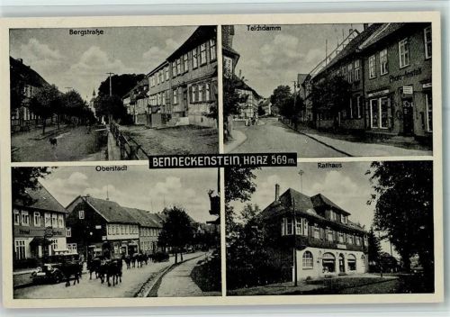 Benneckenstein Bergstraße Teichdamm Oberstadt Rathaus 4-Bildaufnahme