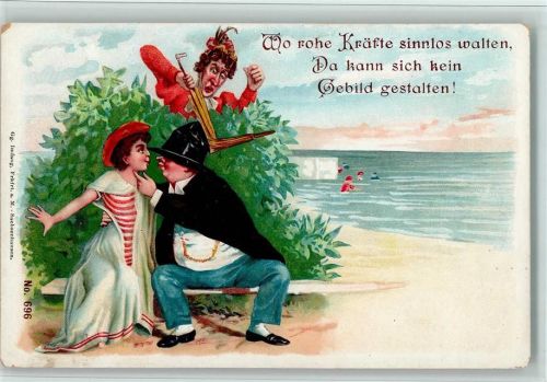Erwischt - Frau mit Regenschirm , gute Erhaltung