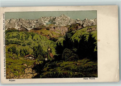 1908 Alpen, litho sign Thoma - Mondscheingeiger - Dt. Grafiker Nr. 14 Thoma Nr. 5 Kunstdruckerei Künstlerbund Karlsruhe