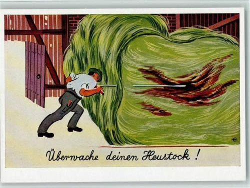 Bayer. Landesbrandversicherung - überwache den Heustock, Bauer