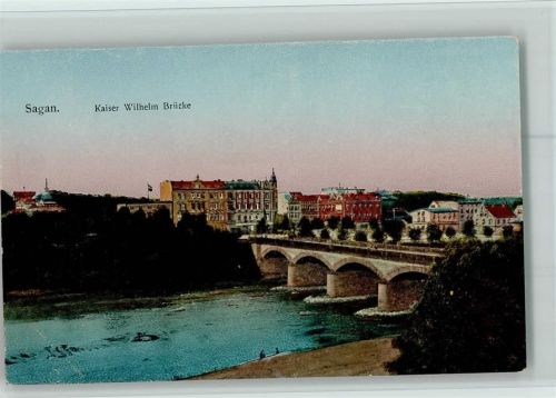 Sagan Kaiser Wilhelm Brücke ca 1920 AK Goldene Fenster , Gute Erhaltung