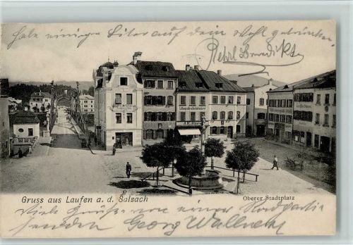 Laufen 1904 Oberer Stadtplatz mit Brunnen, gute Erhaltung AK