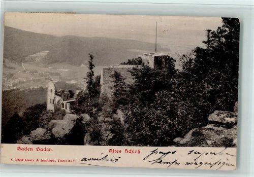 Baden-Baden 1903 Reliefdruck Altes Schloß
