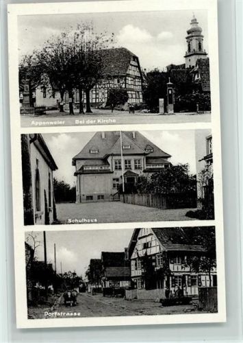 Appenweier Verlag Görtz Nr. 1631 - Schule, Wettersäule, Dorfstraße, sehr gute Erhaltung AK