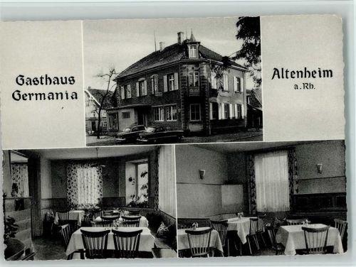 Altenheim 1956 Gasthaus Germania mit Innenansichten, gute Erhaltung AK