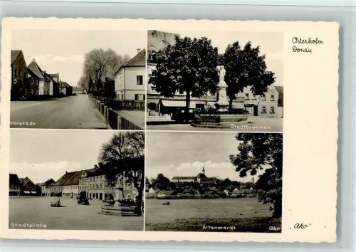 Osterhofen 1953 Stadtpaltz, Vorstadt, Altenmarkt, Stadtbrunnen, gute Erhaltung AK