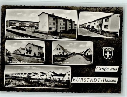 Bürstadt 1965 Wappen - Straßenbilder, sehr gute Erhaltung AK