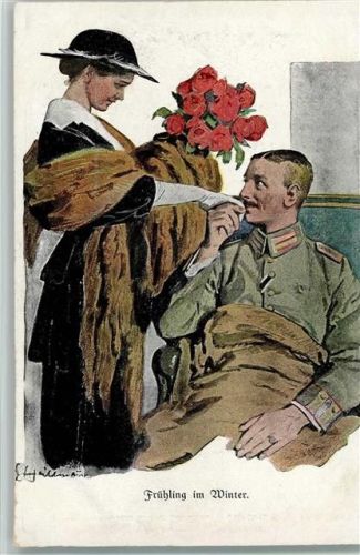 Nr. 43 WK I Rosen für den Verwundeten Verlag der Lustigen Blätter Künstlerkarte