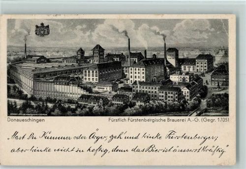 Donaueschingen 1940 Fürstenbergische Brauerei AG , Eckknick
