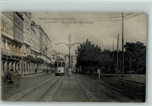 La Coruna 1921 Calle de Sanchez Bregua, Straßenbahn AK