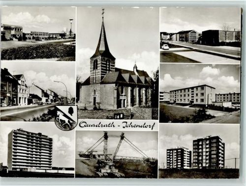 Quadrath-Ichendorf Hochhäuser, Strassen, Kirche, gute Erhaltung AK