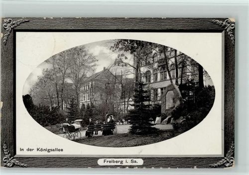 Freiberg 1911 In der Königsallee Kinderwagen Prägedruck