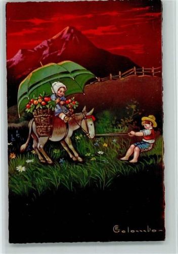 1928 Nr. 1743 Kinder und ein störrischer Esel AK
